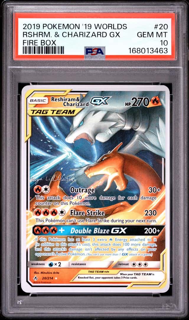 2019 POKEMON WORLD CHAMPIONSHIPS DECK: FIRE BOX RESHIRAM & CHARIZARD GX PSA 10