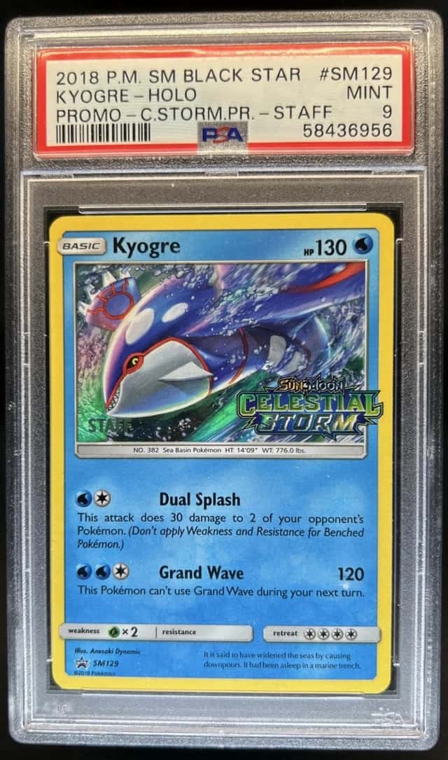 2018 Pokemon SM Black Star Promos Kyogre #SM129b PSA 9