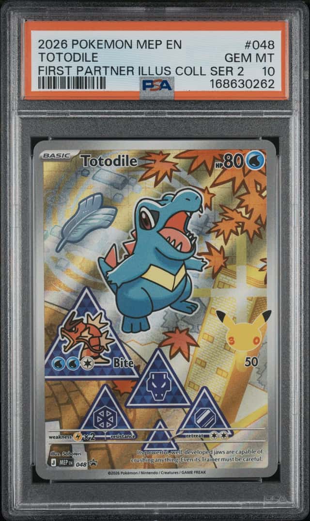 2026 POKEMON MEP FIRST PARTNER ILLUSTRATION COLLECTION #048 TOTODILE PSA 10