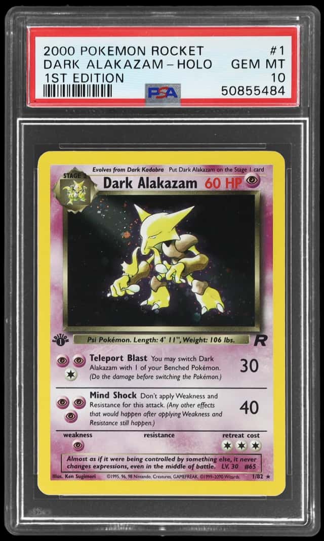 2000 Pokemon Team Rocket 1st Edition Holo Dark Alakazam #1