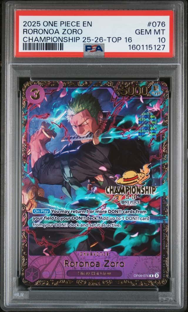 2025 One Piece EN Championship 25-26 Top 16 #076 Roronoa Zoro PSA 10 GEM MINT