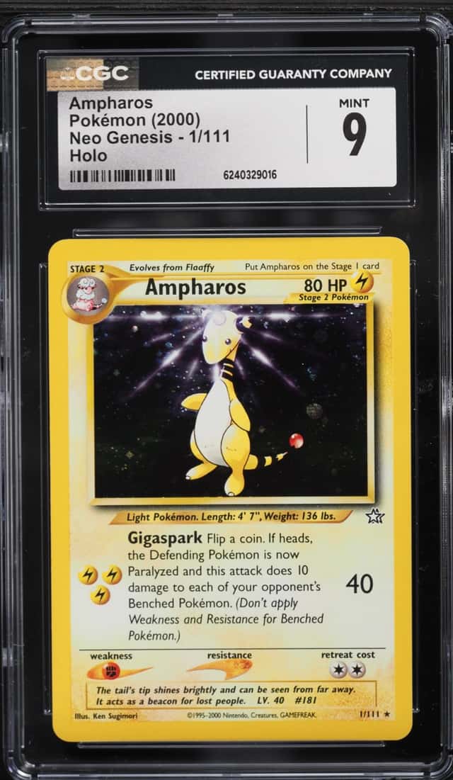 2000 Pokemon Neo Genesis Holo Ampharos #1 CGC 9 MINT