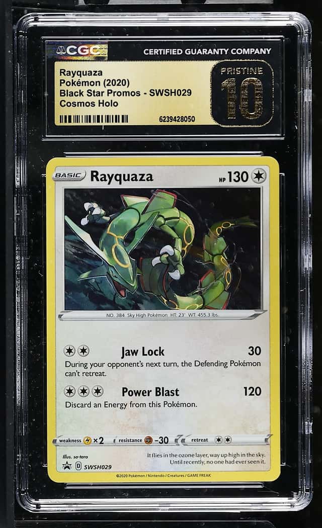 2020 Pokemon Sword & Shield Black Star Promo Cosmos Holo Rayquaza #SWSH029 CGC 10 PRISTINE