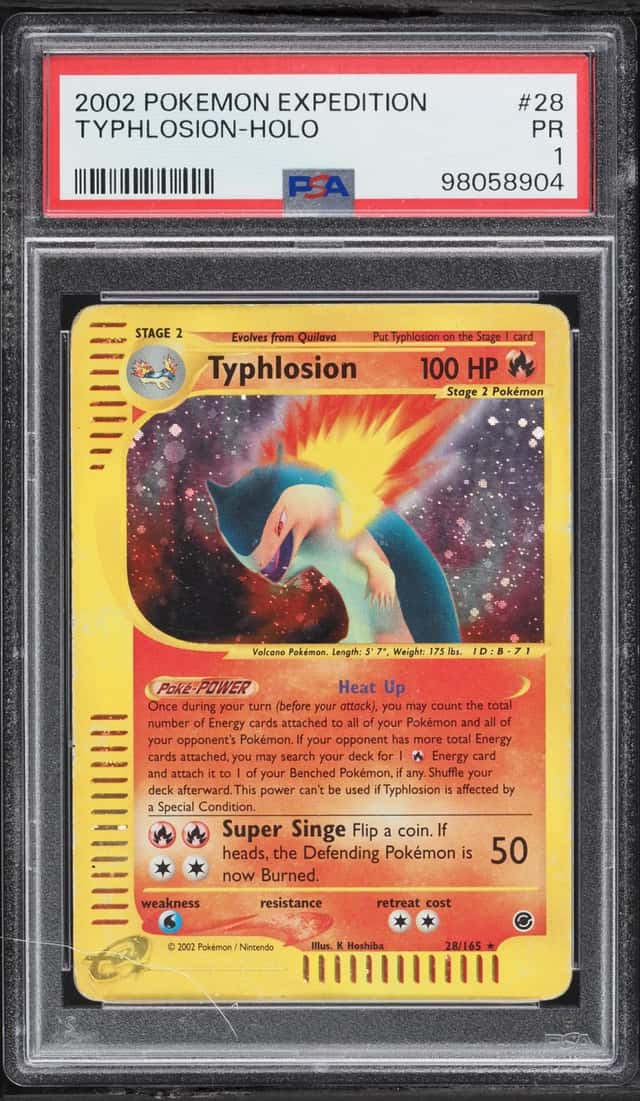 2002 Pokemon Expedition Holo Typhlosion #28 PSA 1 PR