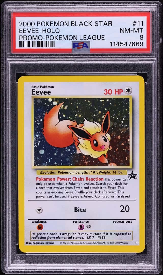 2000 Pokemon Black Star Promo League Holo Eevee #11 PSA 8 NM-MT