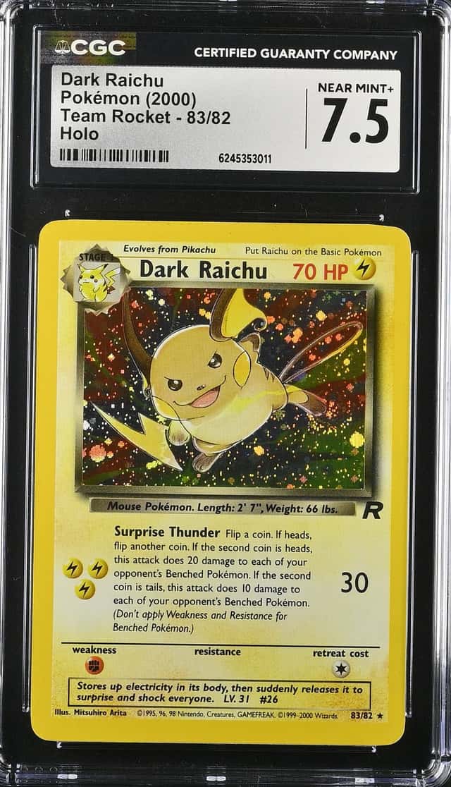 2000 Pokemon Team Rocket Holo Dark Raichu #83 CGC 7.5 NRMT+
