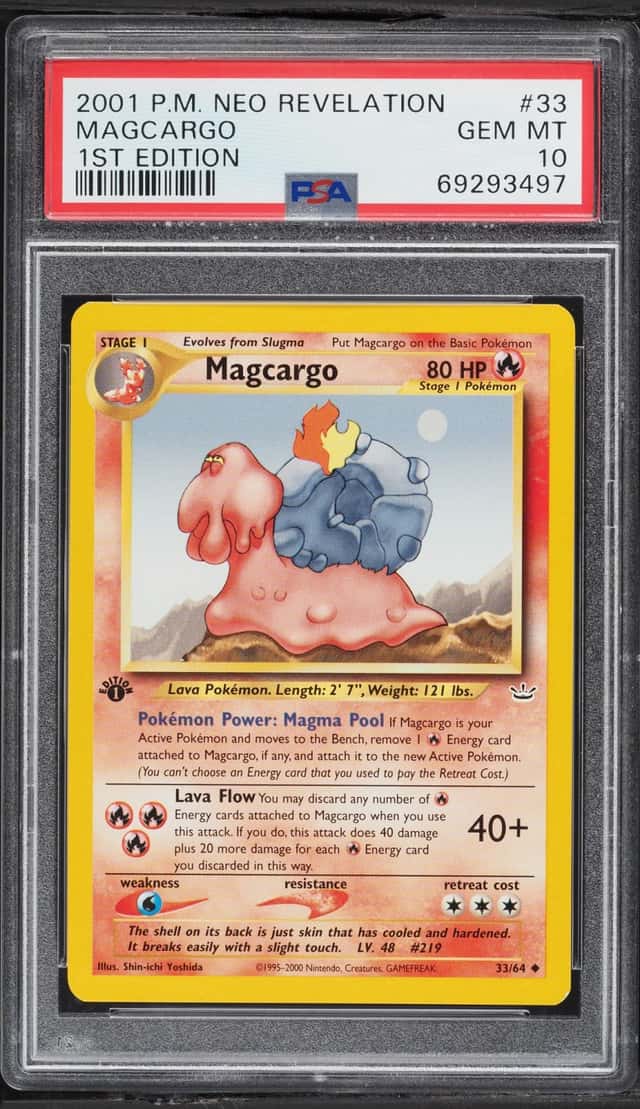 2001 Pokemon Neo Revelation 1st Edition Magcargo #33 PSA 10 GEM MINT