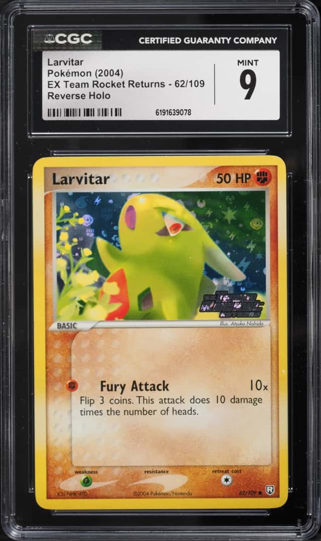 2004 Pokemon EX Team Rocket Returns Reverse Holo Larvitar #62 CGC 9 MINT