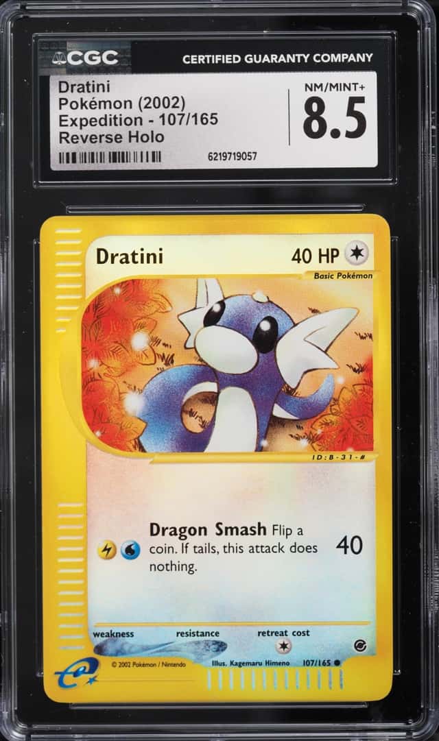 2002 Pokemon Expedition Reverse Holo Dratini #107 CGC 8.5 NM-MT+