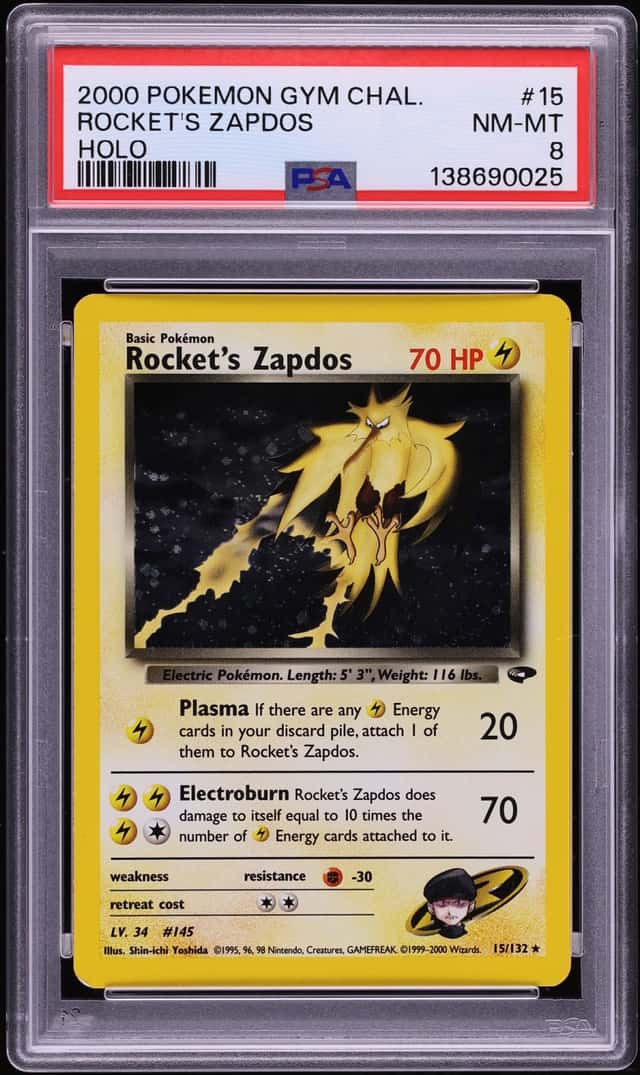 2000 Pokemon Gym Challenge Holo Rocket's Zapdos #15 PSA 8 NM-MT