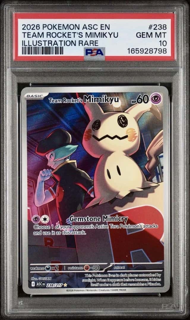 POKEMON ASCENDED HEROES TEAM ROCKET'S MIMIKYU #238/217 ILLUSTRATION RARE PSA 10!