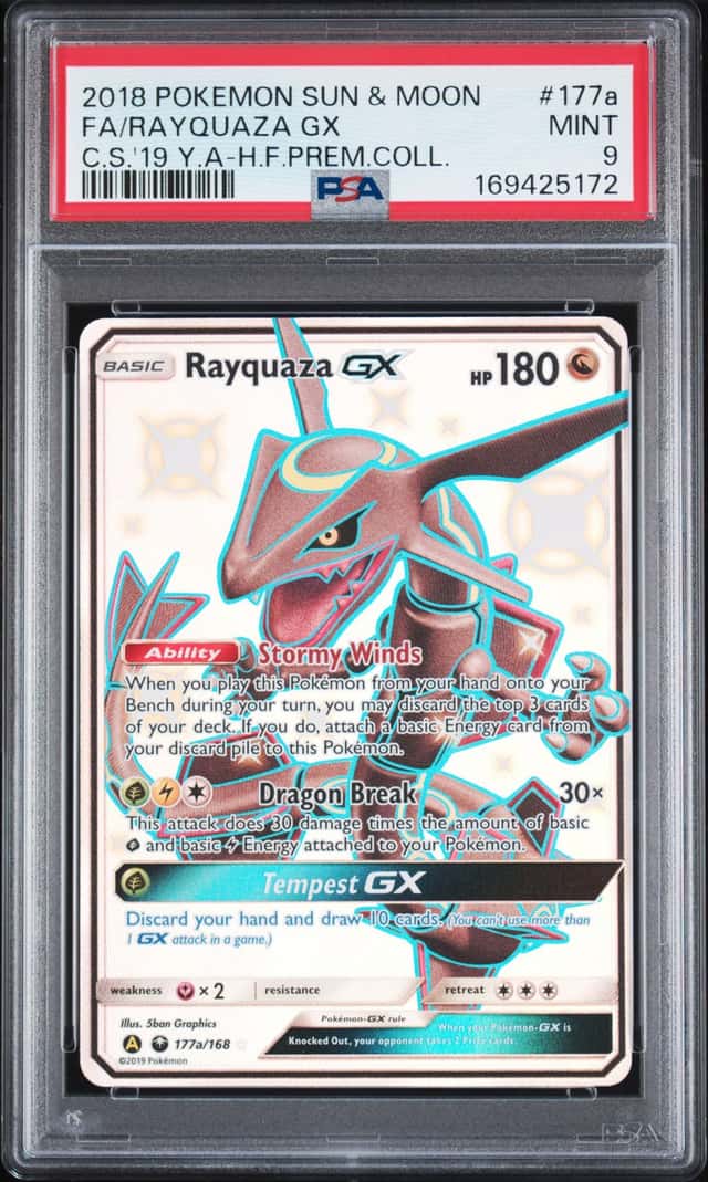 2018 Pokemon Sun & Moon FA/Rayquaza Gx #177a Psa 9
