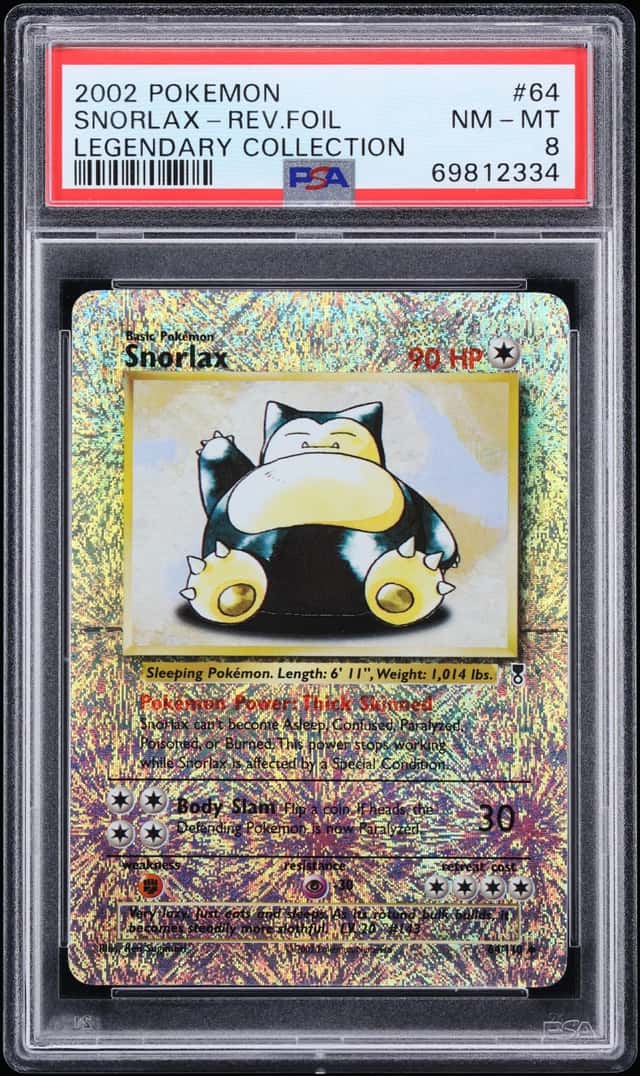 2002 Pokemon Legendary Collection Reverse Holo Snorlax #64 PSA 8 NM-MT