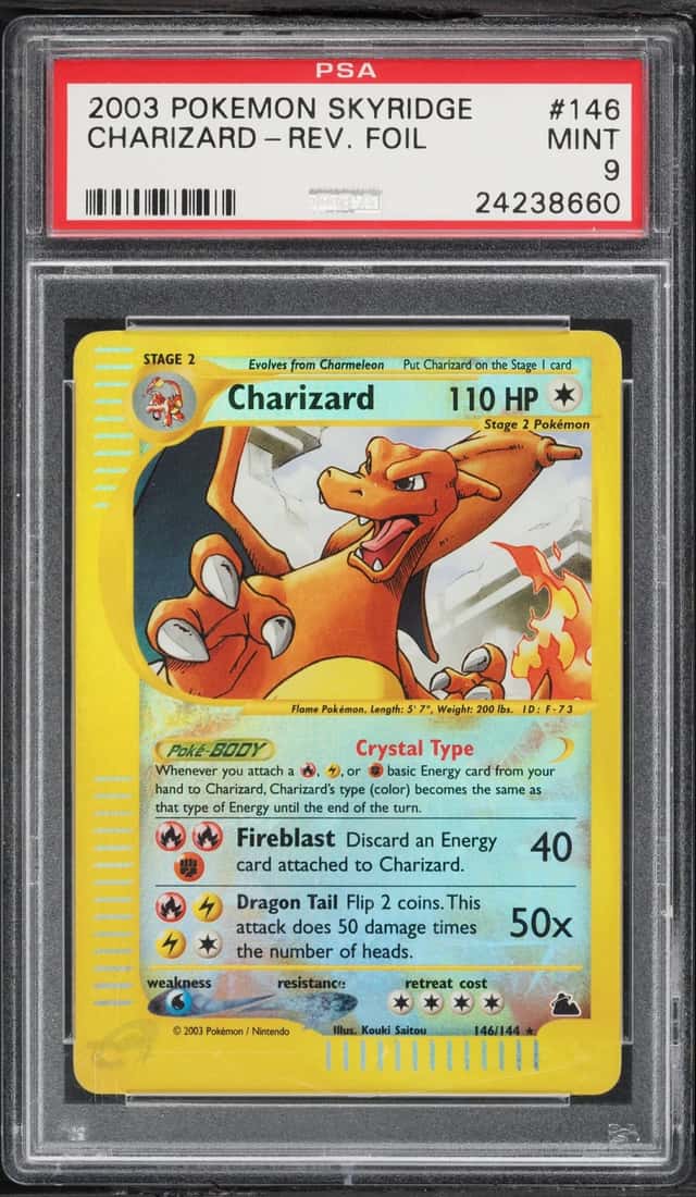 2003 Pokemon Skyridge Reverse Holo Crystal Charizard #146 PSA 9 MINT