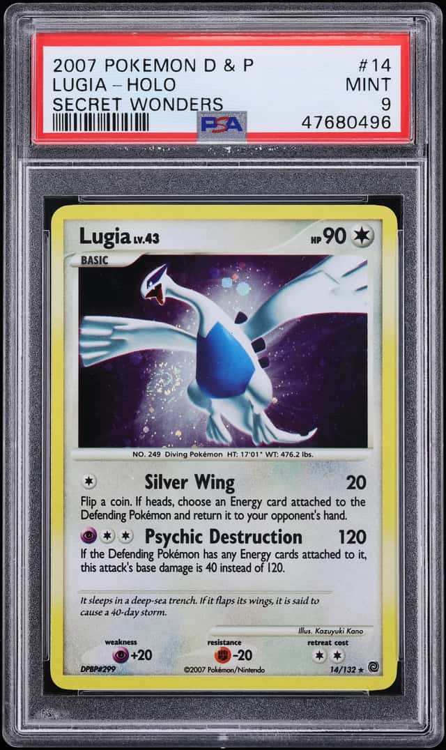 2007 Pokemon Diamond & Pearl Secret Wonders Holo Lugia #14 PSA 9 MINT