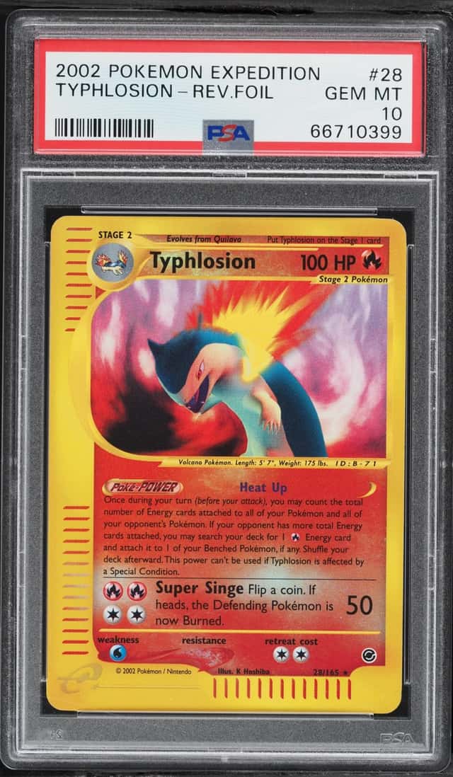 2002 Pokemon Expedition Reverse Holo Typhlosion #28 PSA 10 GEM MINT