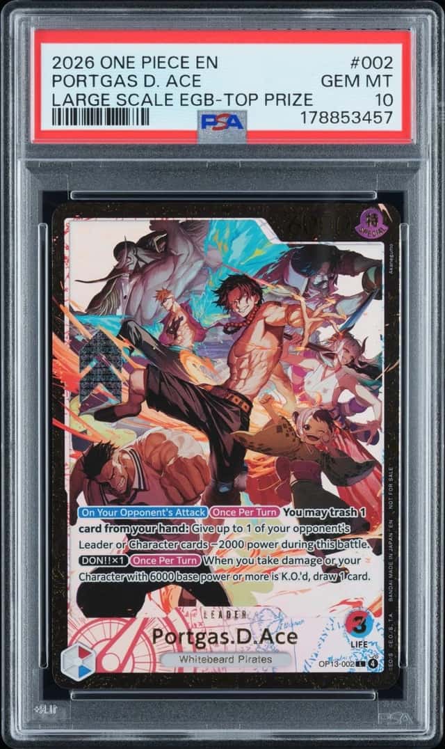 2026 ONE PIECE LARGE SCALE EXTRA GRAND BATTLE-TOP PRIZE PORTGAS D. ACE PSA 10