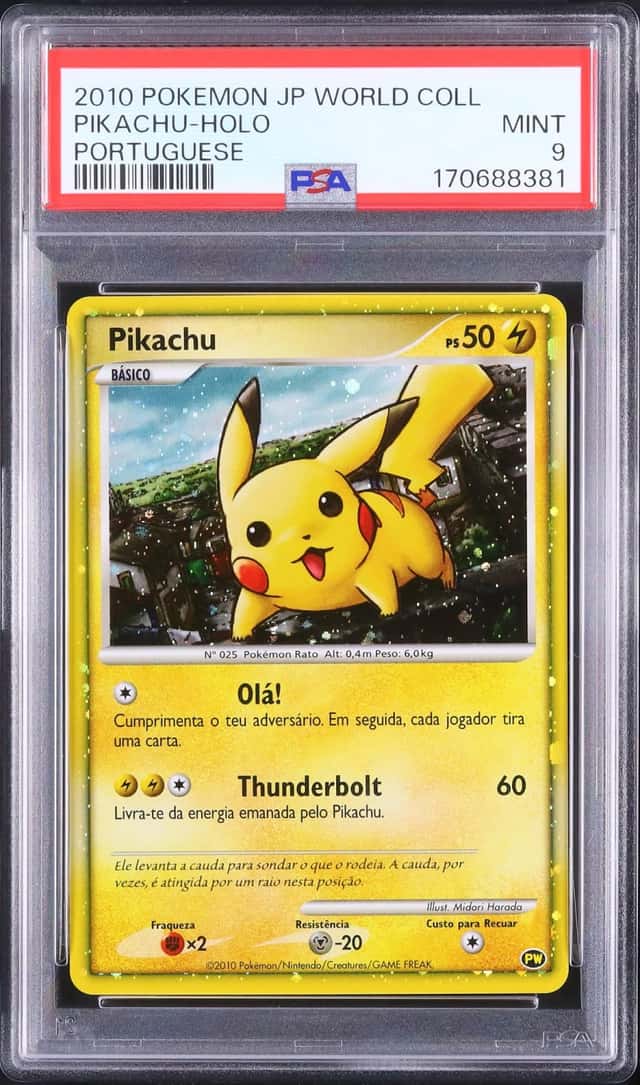 2010 Pokemon Portuguese Pikachu Promo Holo Pikachu World PW PSA 9