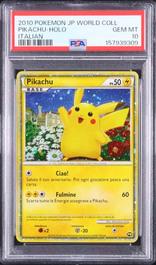 2010 Pokemon Italian Pikachu Promo Holo Pikachu World Collection PSA 10