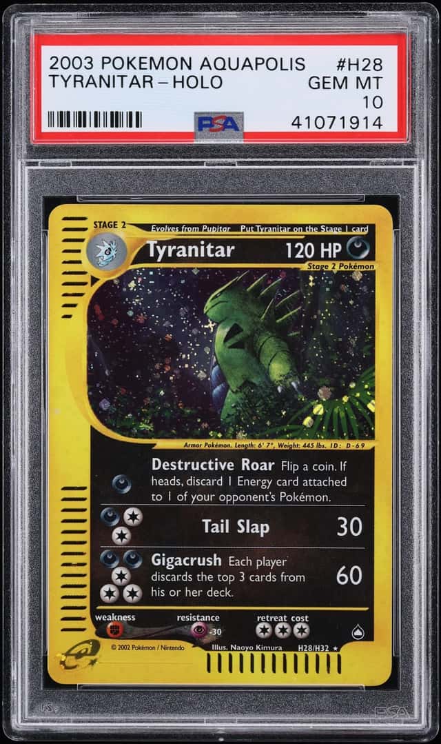 2003 Pokemon Aquapolis Holo Tyranitar #H28 PSA 10 GEM MINT