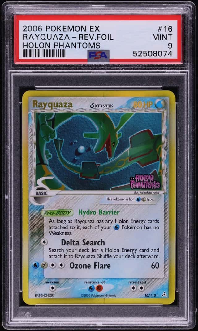 2006 Pokemon EX Holon Phantoms Reverse Holo Rayquaza #16 PSA 9 MINT