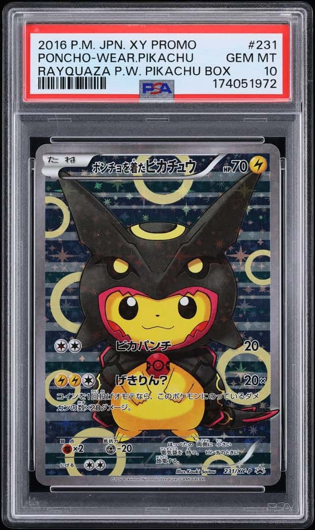 2016 Pokemon Japanese XY Promo Full Art Rayquaza Poncho Wearing Pikachu #231 PSA 10 GEM MINT