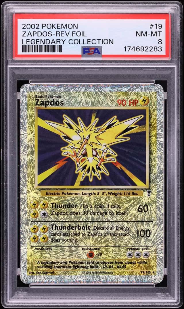 2002 Pokemon Legendary Collection Reverse Holo Zapdos #19 PSA 8 NM-MT
