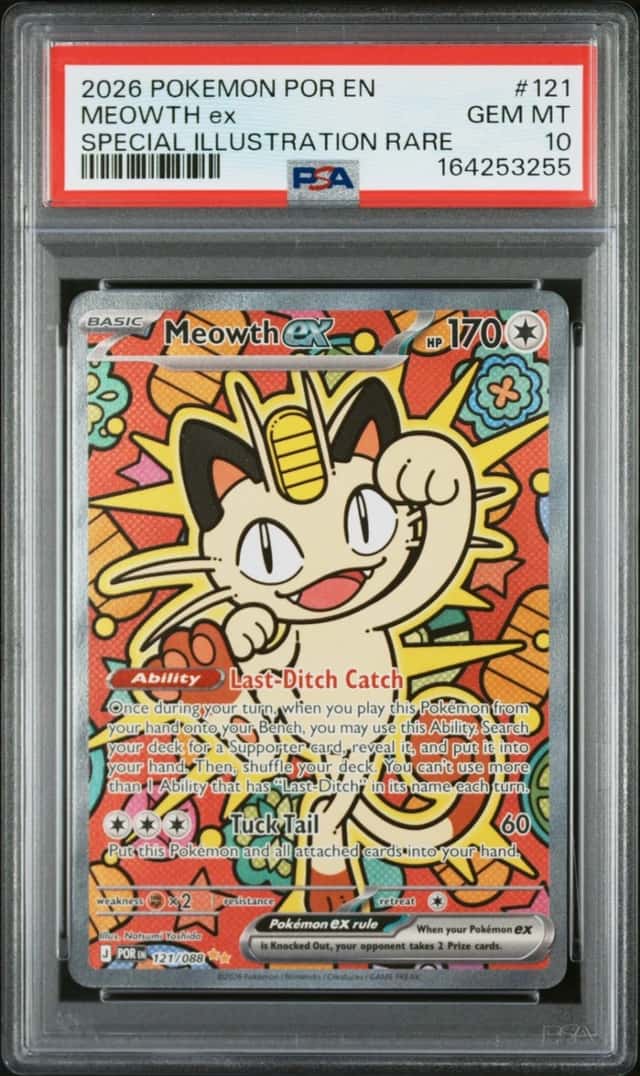 2026 POKEMON POR EN-PERFECT ORDER SPECIAL ILLUSTRATION RARE MEOWTH EX PSA 10