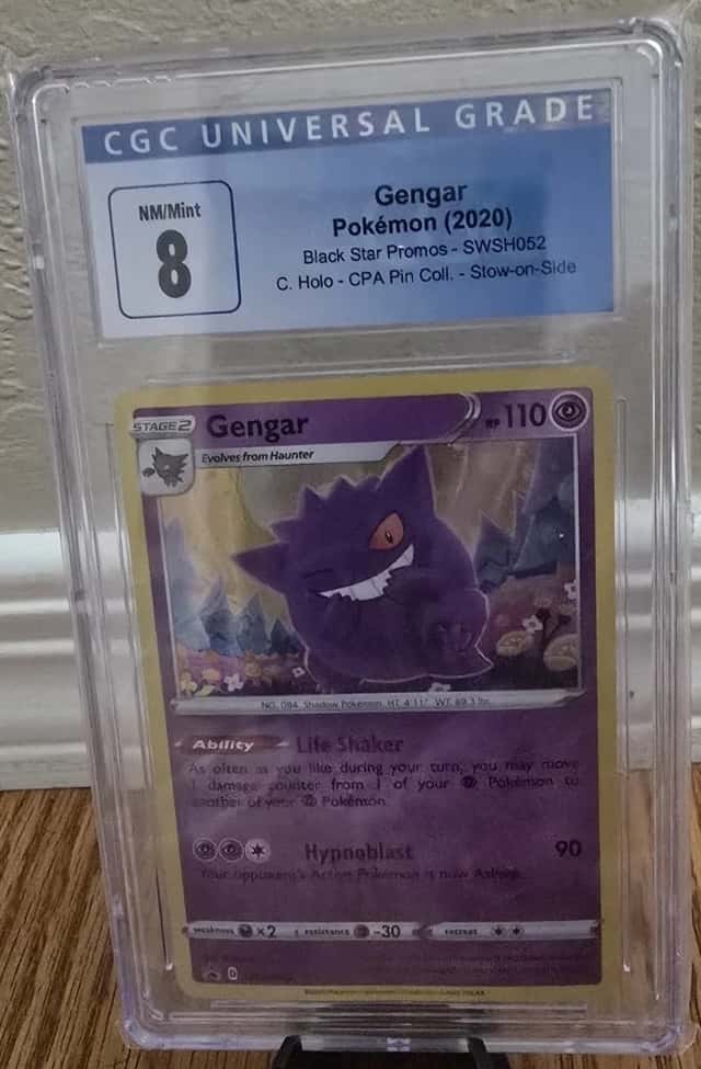 Pokemon Gengar Black Star Promo Swsh052 C. Holo CPA Pin Coil Stow On Side