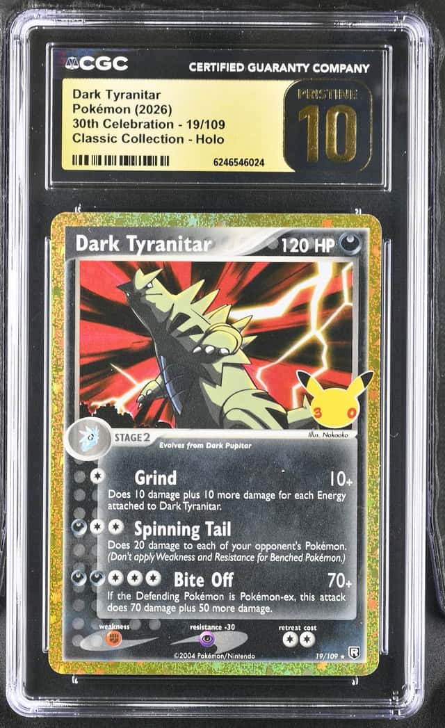 CGC 10 Pristine - Dark Tyranitar 19/109 Pokemon Celebrations 30th Anniv. Classic