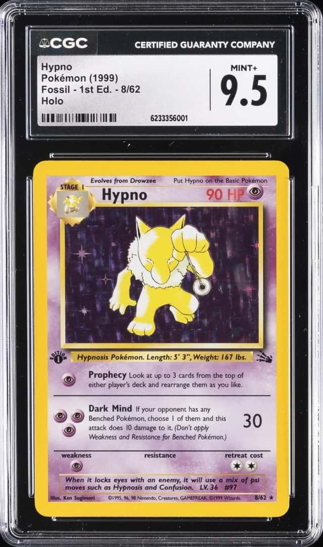 1999 POKEMON FOSSIL 1ST EDITION HOLO #8 HYPNO CGC 9.5