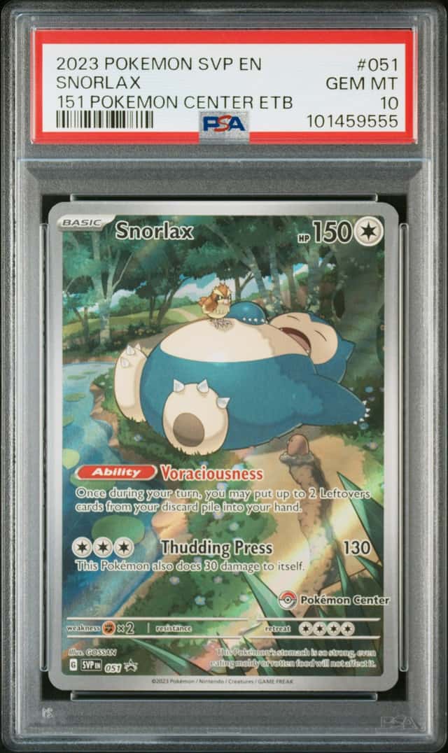 2023 Pokemon SVP EN 151 Pokemon Center ETB Promo #051 Snorlax PSA 10 GEM MINT