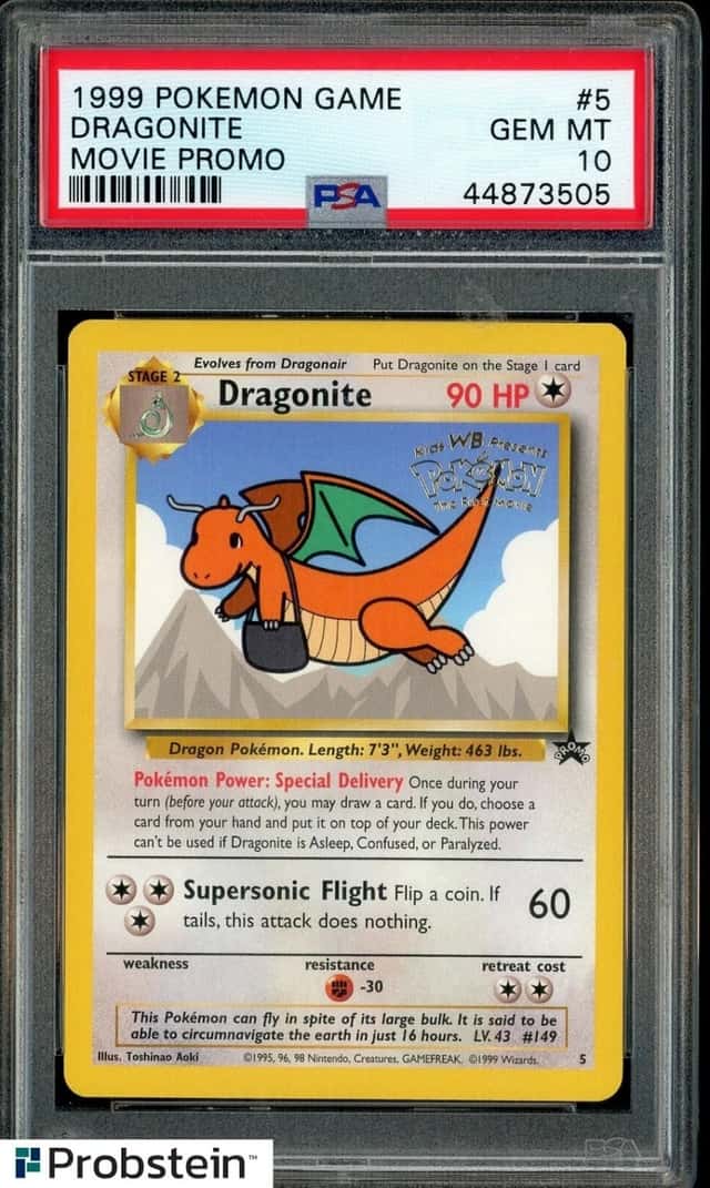 1999 POKEMON GAME MOVIE #5 DRAGONITE MOVIE PROMO PSA 10 GEM MINT
