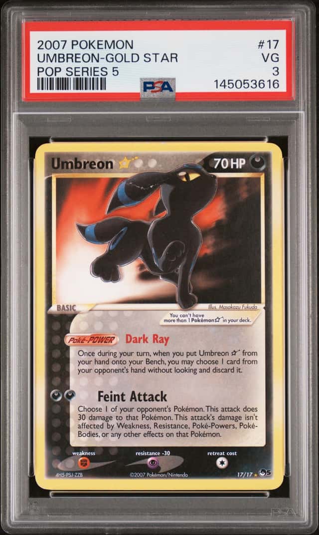 2007 Pokemon Gold Star Umbreon Holo POP Series 5 PSA 3