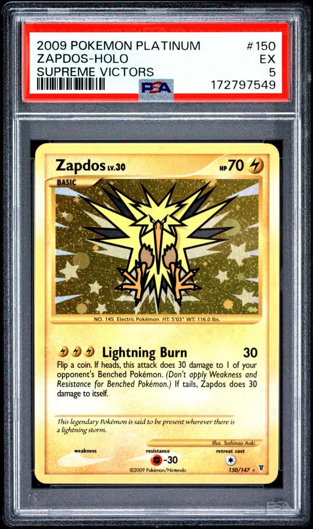 2009 Pokémon Zapdos Holo #150/147 – Platinum Supreme Victors – PSA 5 NM Swirl💫
