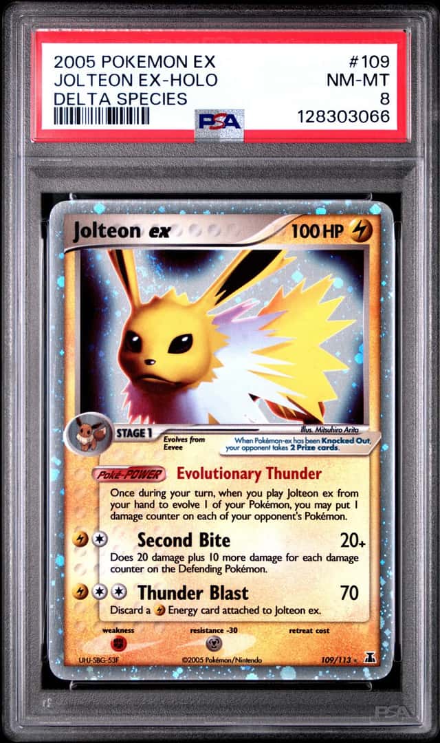 Pokemon 2005 Jolteon EX 109/113 Holo EX Delta Species PSA 8