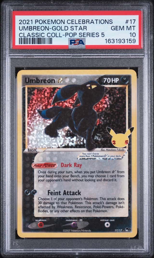 Pokemon 2021 Gold Star Umbreon 17 25th Anniversary Celebrations GEM MINT PSA 10