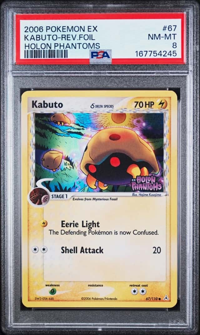 Pokemon Kabuto Delta Species 67 EX Holon Phantoms PSA 8 Reverse Holo NEW CERT