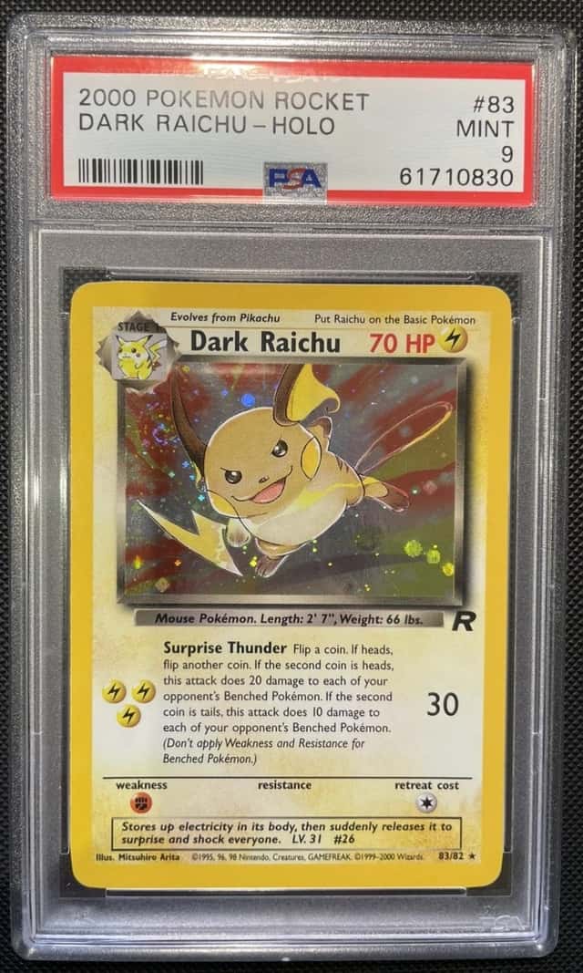 PSA 9 Dark Raichu Holo 83/82 Team Rocket Pokemon Mint WOTC