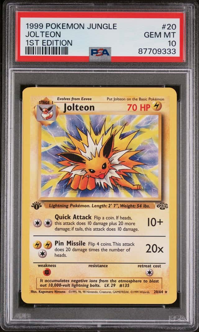 1999 Pokemon Jungle 1st Edition Jolteon 20/64 PSA 10 Gem Mint Non-Holo WOTC