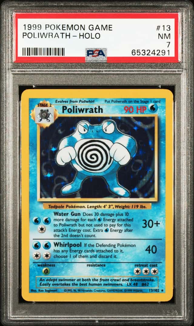 1999 Pokemon Base Set Poliwrath HOLO 13/102 PSA 7