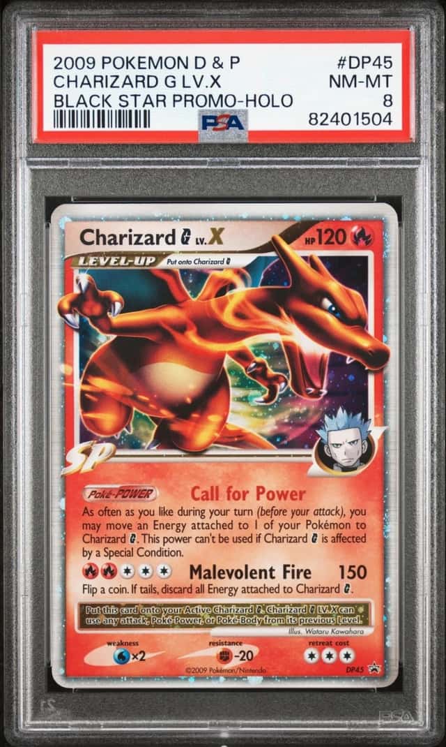 2009 POKEMON DIAMOND & PEARL BLACK STAR PROMO #DP45 CHARIZARD G LV.X PSA 8