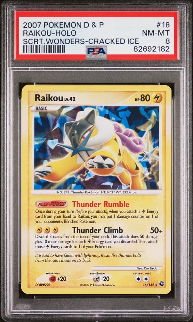 2007 Pokemon D & P Secret Wonders #16 Raikou Holo PSA 8