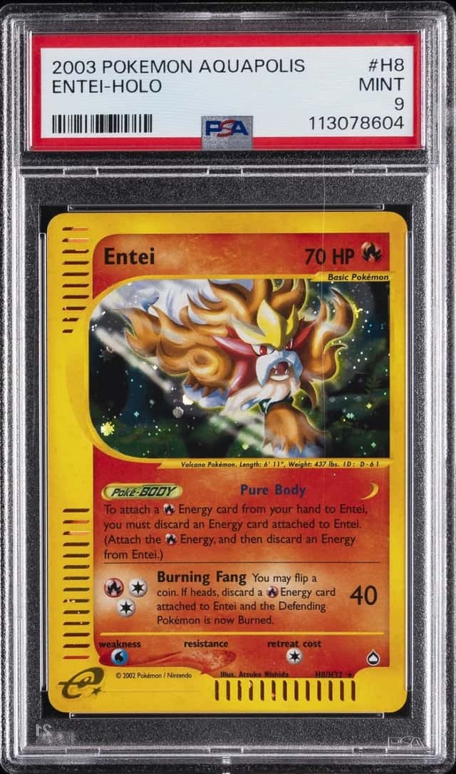 2003 POKEMON AQUAPOLIS #H8 ENTEI-HOLO PSA 9