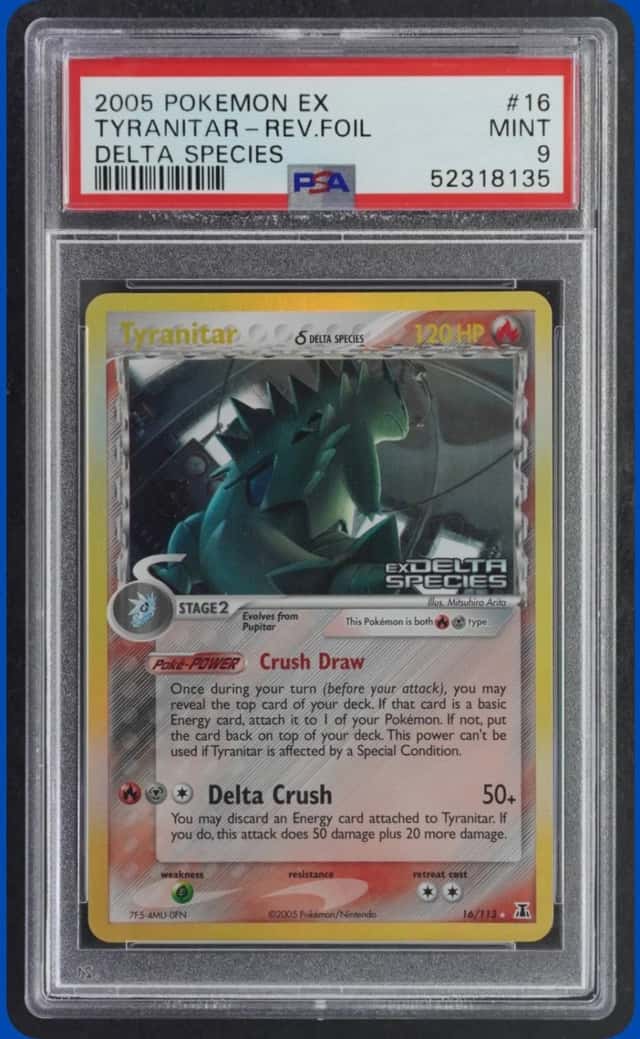 2005 POKEMON EX DELTA SPECIES #16/113 TYRANITAR REVERSE HOLO PSA 9