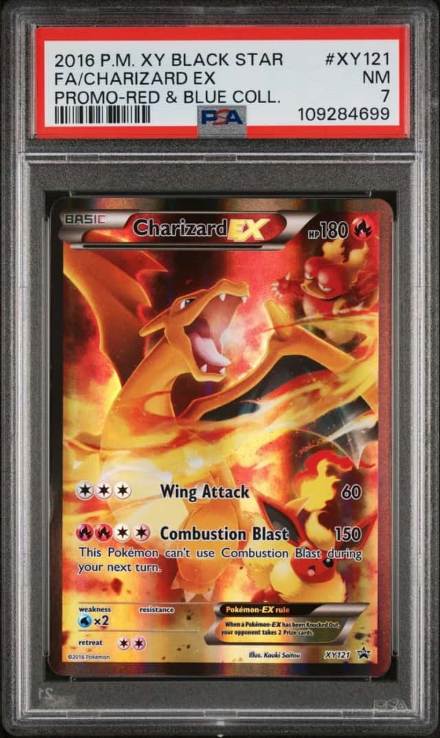 2016 POKEMON XY BLACK STAR PROMO #XY121 FULL ART/CHARIZARD EX PSA 7