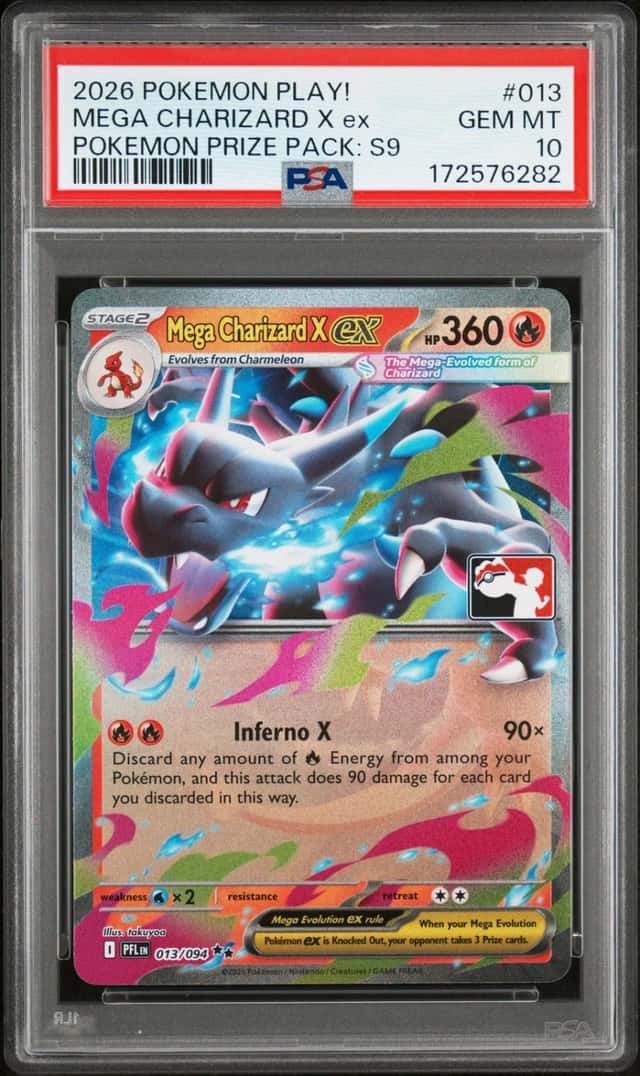 2026 POKEMON PLAY! POKEMON PRIZE PACK: SERIES 9 #013 MEGA CHARIZARD X EX PSA 10