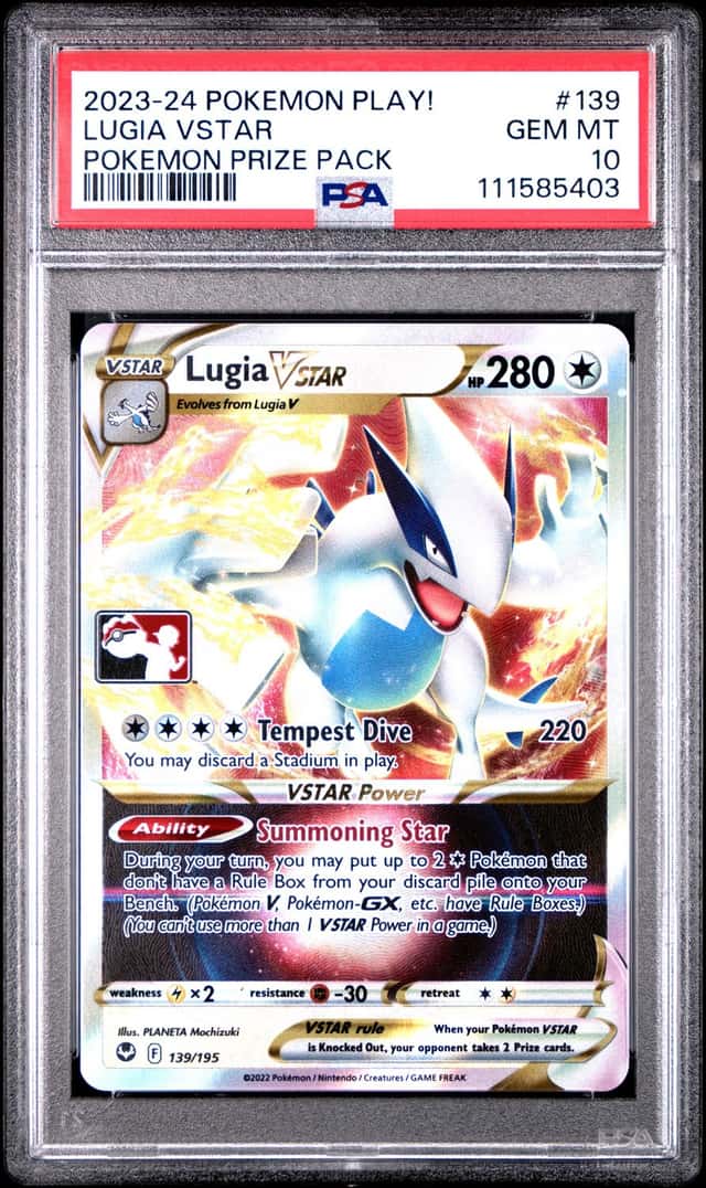 2023-2024 POKEMON PLAY! POKEMON PRIZE PACK #139 LUGIA VSTAR PSA 10