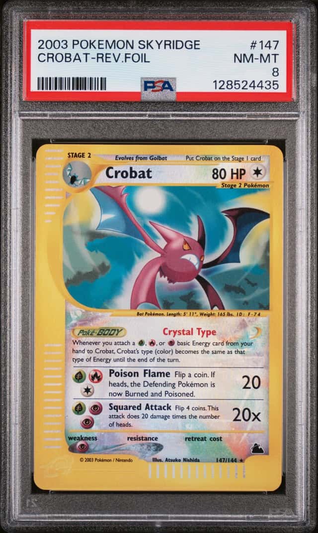2003 POKEMON SKYRIDGE #147/144 CROBAT REV FOIL PSA 8