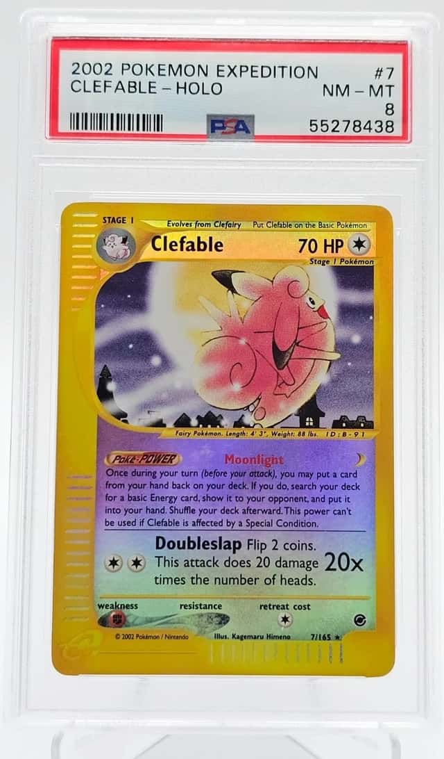 CLEFABLE 2002 POKEMON EXPEDITION #7/165 HOLO RARE PSA 8 Q3963-6